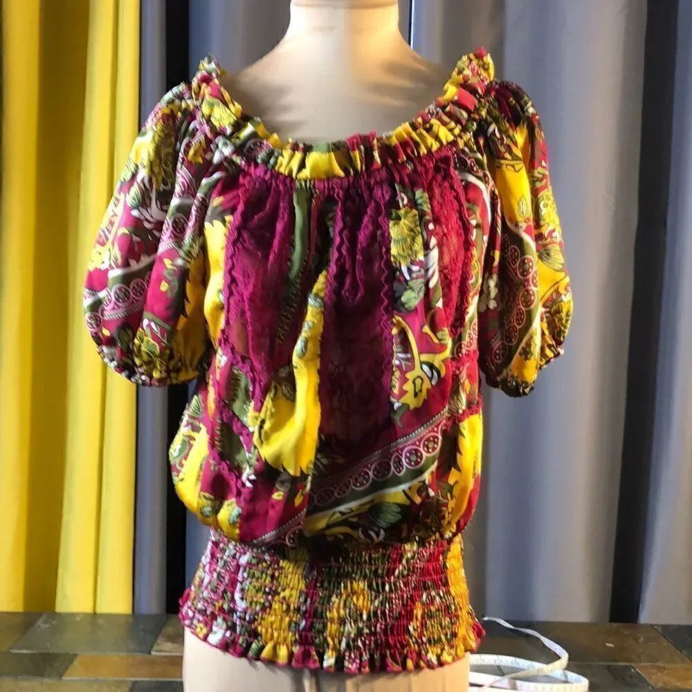 XOXO size small cinch waist ruffle neck blouse